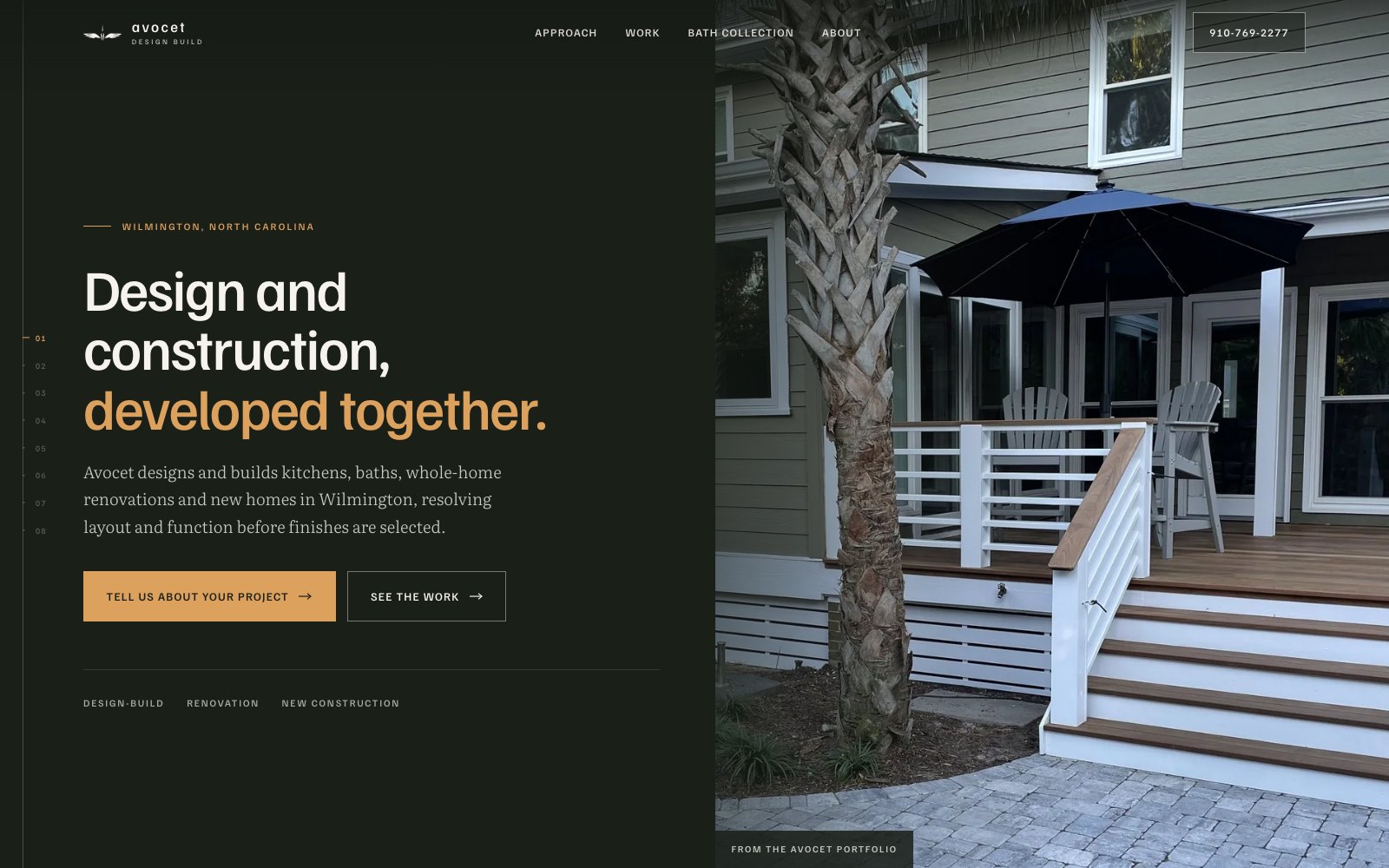 The new Avocet Design Build homepage concept