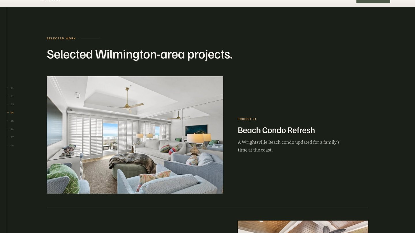 The selected work section of the new homepage