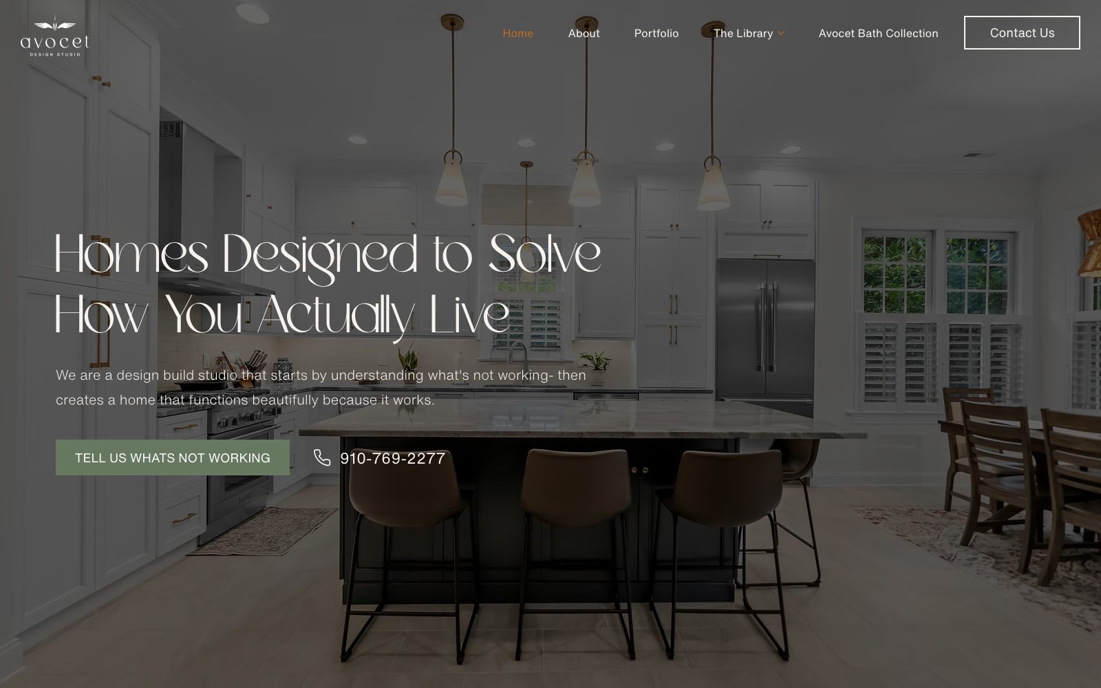 The current avocetdesignbuild.com homepage